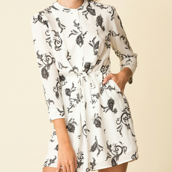 A.L.C. Paisley Dress Black and White